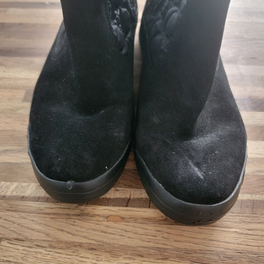 Coach Talen Womens Black Leather Quilted Winter Boots Zip Up Faux Fur Q244 - Picture 7 of 14